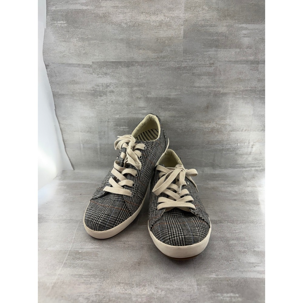 Taos Star Plaid Sneakers Grey Black Canvas Lace Up Shoes STA-12844 Women Sz 10